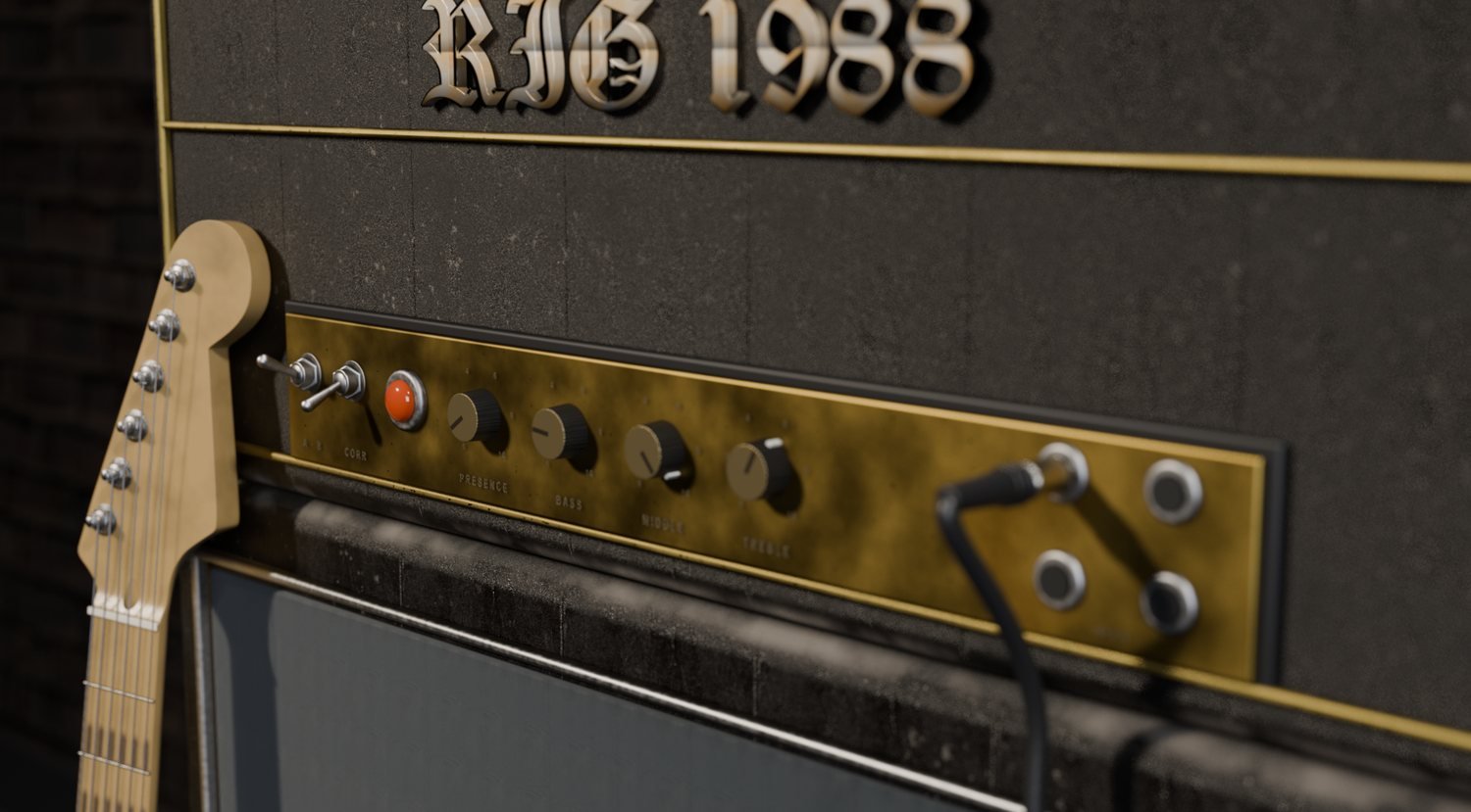 The head's panel from the player's side, the headstock in front