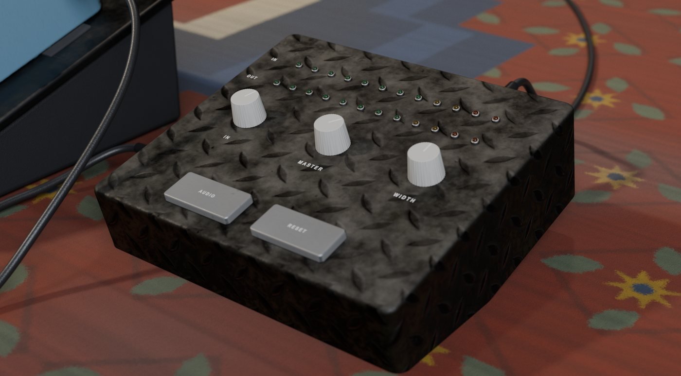 The meter box at the end of the board: input, master and width