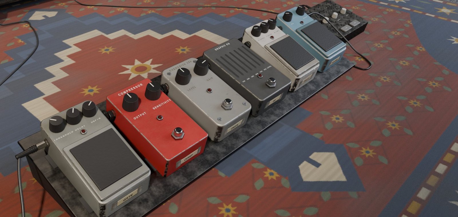 The six pedals from the floor, from the left